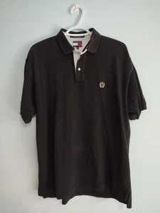 Vintage 90s Tommy Hilfiger Crest Polo Shirt M Black Mens Y2K - Bild 1 von 8