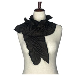 Fiber Artist Elizabeth B Merrill Textured Scarf Dark Gray Art To Wear Artisan - Picture 1 of 8