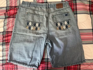 Phat Farm Shorts W42 Baggy Cargo Jeans Jorts Skater Grunge Hip Hop Y2K Blue 90s - Picture 1 of 17