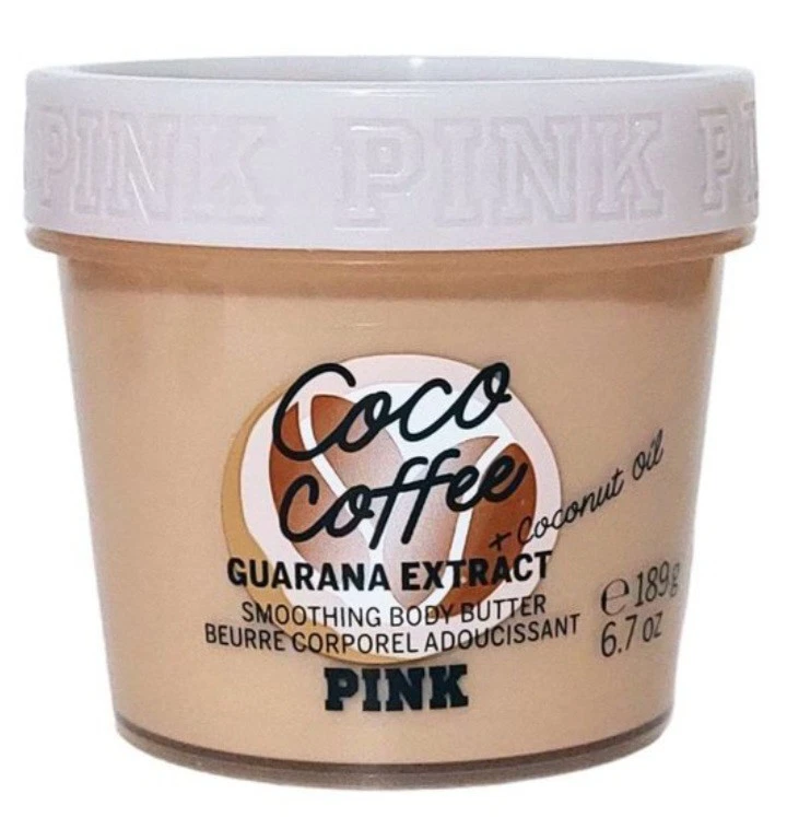 VICTORIAS SECRET PINK COCO COFFEE SMOOTHING BODY BUTTER CREAM GUARANA 6.7 oz NEW - Image 1 of 1