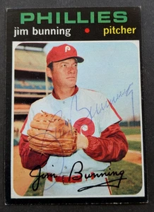 Jim Bunning Autographed 1971 Topps Baseball Card #574 - Hall of Famer - Picture 1 of 2