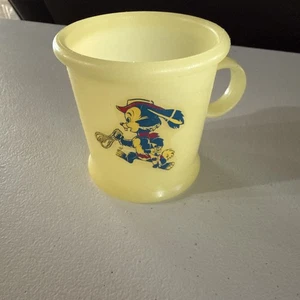 Tazza bambino coniglietto cowboy giallo plastica Westland vintage - Foto 1 di 8