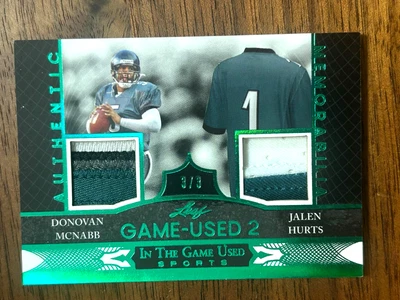 2024 Leaf In the Game Used Sports Game Used 2 MCNABB HURTS Jerseys Eagles 3/3 - Image 1 of 2
