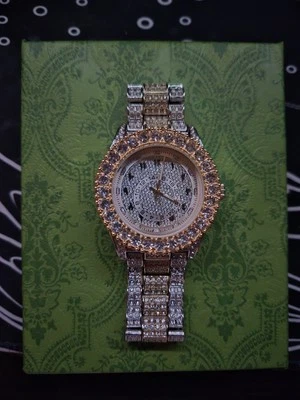 Gold Plated Gemstone Mens Watch - Image 1 of 4