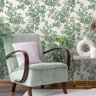 Papel tapiz árbol naranja fruta verde crema hoja 14240 Holden característica rollo de pared Foto 1 de 3