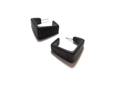 Black Wide Cubist Frosted Lucite Hoop Earrings - Image 1 of 4