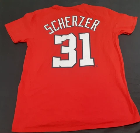 Washington Nationals T Shirt Jersey Max Scherzer #31 Mens Large Majestic MLB Cover