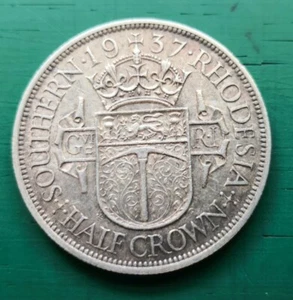 1937 King George VI Rhodesia half crown silver coin #531 - Picture 1 of 2