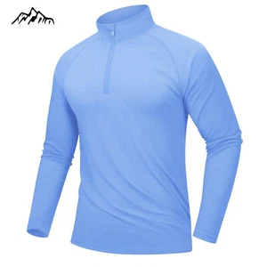 Herren 1/4 Reißverschluss Pullover Farbe Eisblau Langarmshirts - Bild 1 von 2