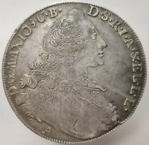 1767 THALER Alemania Escasa Baviera Maximilian Taler Corona Tamaño Moneda de Plata 5D - Imagen 1 de 2