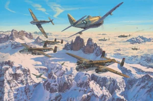 Deadly Pass by Anthony Saunders aviation art print signed by WW2 US Pilots - Picture 1 of 1