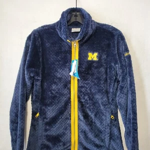 Michigan Wolverines Sweatshirt Women's Medium Sherpa Full-Zip Jacket Blue NWT - Picture 1 of 13