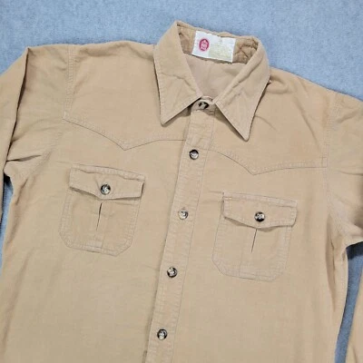 Camisa De Colección Sears Kings Road Años 70 Para Hombres M Pana Botón Occidental Foto 1 de 4
