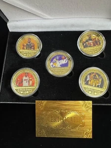 Juego de caja de monedas conmemorativas LeBron James chapadas en oro recuerdo de baloncesto 5 piezas - Imagen 1 de 4