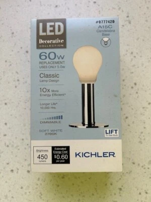 Kichler LED 60W/5W A15C Candelabra Base-Soft White 2700K-Dimmable - Image 1 of 3