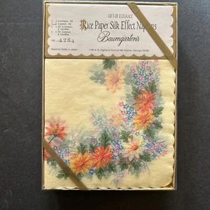 BAUMGARTENS Rice Paper Cocktail Napkins Gift Of Elegance 30 Floral Napkins NIB - Picture 1 of 4