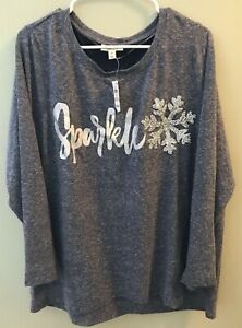 Style & Co womens sweatshirt Sparkle Snowflake plus size 1X New!