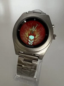 SUPER RARE Fossil Big Tic JR-8651 Glowing LCD Watch Skull Flames New Box + Tags - Picture 1 of 23