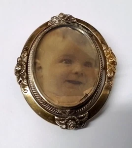 Antique Swivel Locket Brooch Pendant Reversible Pin Victorian Era, Large Oval - Picture 1 of 4
