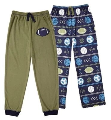 New Boys Saint Eve 2 Pair Fleece Sleep Pajama Pant NWT 14 Football Sports - Image 1 of 4