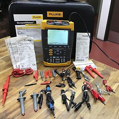 FLUKE 199 SCOPEMETER OSCILLOSCOPE 200MHz WITH ACCESSORIES AND CARRYING CASE • 580$