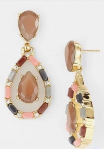 NWT Kate Spade ADVENTUROUS GEMS Neutral Mosaic Gold Plated Chandelier Earrings - Picture 1 of 6