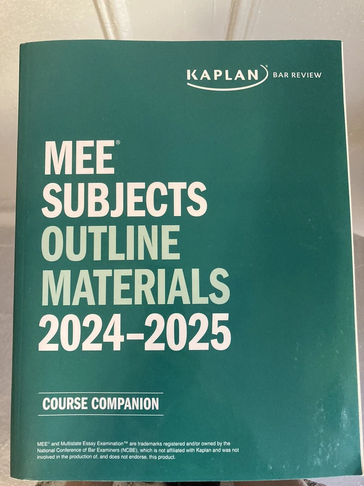 2024 - 2025 Kaplan Bar Review MEE Subjects Outline Materials UBE - Image 1 of 4