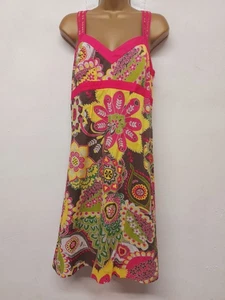 NEXT Ladies Dress Size 12 Pink Multicoloured Sleeveless Racer Back Cotton... - Picture 1 of 8