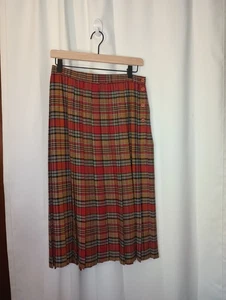 Vintage Liz Baker Academia karierter Damen-Midirock Plissee 10P englisches Land - Bild 1 von 11