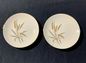 PLATOS SPRAY DE TRIGO 2 X 6,25" Deco a Mano. ORO 22 KT CUNNINGHAM & PICKETT OH - Imagen 1 de 5