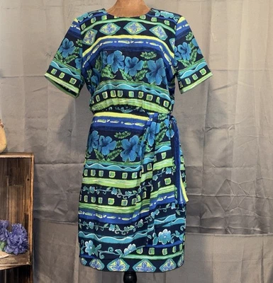 Vestido Floral Vintage Prophecy by Sag Harbor Envolvente Manga Corta Geométrico Talla 12 Foto 1 de 4