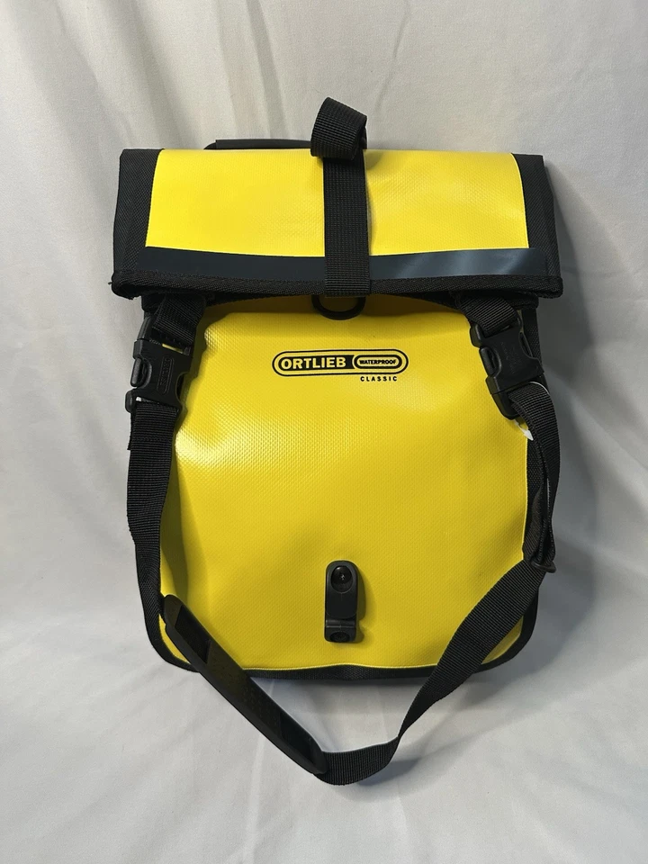 Ortlieb Impermeable Clásico Rodillo Bicicleta Alforja Bolsa Individual Amarillo Negro Foto 1 de 4