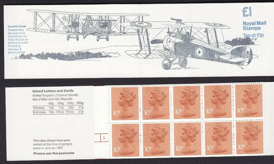 GB 1980 FOLLETO DOBLADO FH2A 'SOPWITH CAMEL VICKERS VIMY' en MNH. Foto 1 de 1