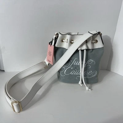 Juicy Couture Beach Crossbody Denim Blue Drawstring Bucket Bag NWT Free Shipping - Image 1 of 4