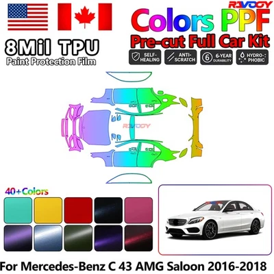 Película de protección de pintura PPF precortada para Mercedes-Benz C 43 AMG berlina 2016-2018 Foto 1 de 4