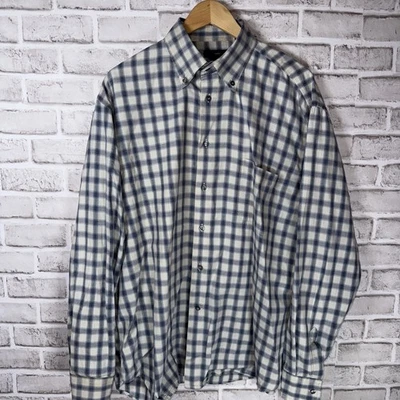 Ermenegildo Zegna Mens Shirt XL Cotton Blue Brown Striped Button Up Dress - Image 1 of 4