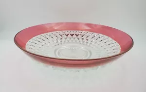 13.5” Indiana Glass Crystal Diamond Point Ruby Stain Chip Salad Serving Bowl Vtg - Picture 1 of 12