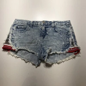 Almost Famous Shorts Juniors Size 7 Cut Off Embellished Hems Destroyed Festival - Picture 1 of 14
