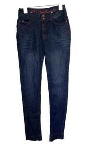 Pantalones de mezclilla vintage Apple Bottom para mujer talla 7/8 29x34 azul bordado tiro bajo Y2K - Imagen 1 de 6