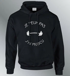 Sweatshirt Hoodie ICH KANN NICHT ICH HABE MUSKULATUR Kapuze Bodybuilding Krafttraining Sport - Bild 1 von 2
