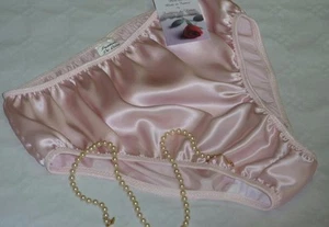 HELLROSA glänzend SATIN Höschen VINTAGE Schulmädchen Stil hohe Taille MadeFrance - Bild 1 von 4