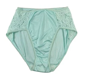 Vintage Maidenform Lace & Nylon High-Leg Panties Satin Shiny 7 Aqua 40508 - Picture 1 of 8