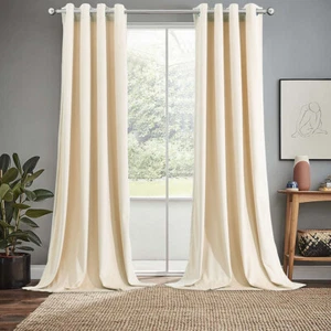 Velvet Window Grommet Curtains Heavyweight SET OF 2 Panels - Picture 1 of 19