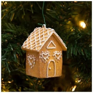 Casa de Pan de Jengibre con Ventanas de Corazón Adorno de Navidad 2.75" - Imagen 1 de 2