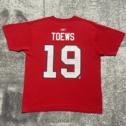 Reebok NHL Chicago Blackhawks Jonathan Toews Hockey Shirt Mens Large Cover