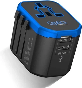 Tomacorrientes Ceptics World Travel Tipo I C G A UE Euro EE. UU. Reino Unido - Kit adaptador europeo - Imagen 1 de 11