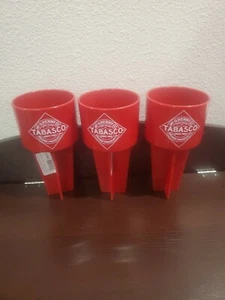  New Lot 3 Tabasco Diamond Logo SPIKER Plastic Beach Beverage Sand Cup Holder  - Picture 1 of 5