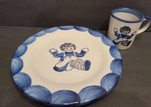 Louisville Kentucky Vintage Stoneware Pottery Childs Plate Mug Set Raggedy Ann - Picture 1 of 7