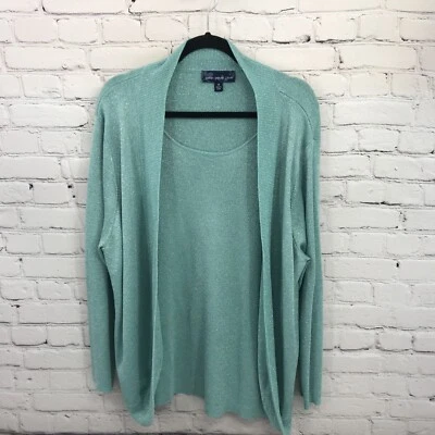 Blusa básica informal con capas de manga larga verde 3X de Susan Graver para mujer Foto 1 de 4