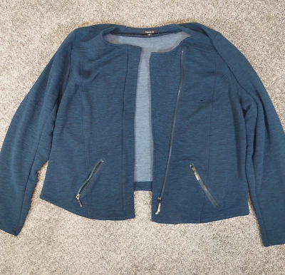 Chaqueta Moto Torrid Teal Talla 3 Mujer 22/24 Azul Esmeralda Verde Doble Punto Cremallera Foto 1 de 4